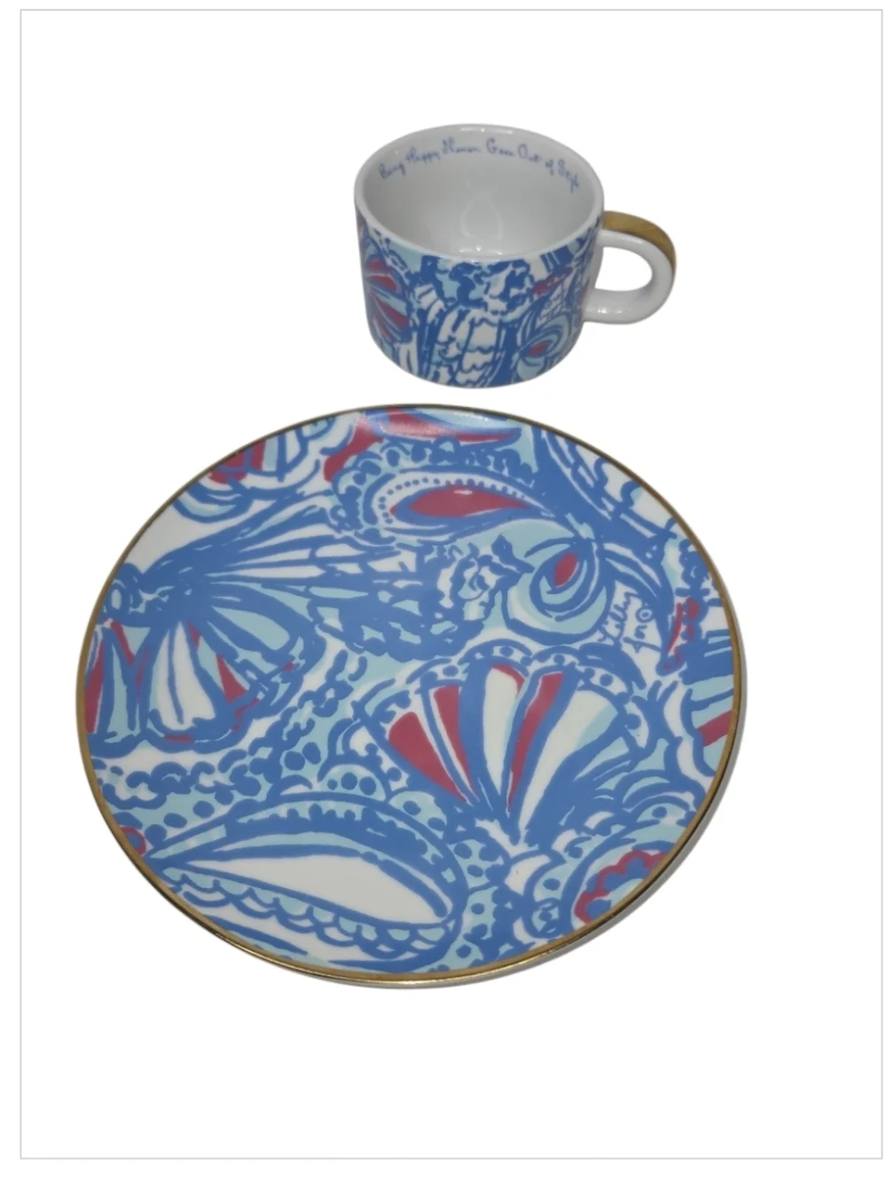 Lilly Pulitzer For Target 7" Dessert Plates Matching Expresso Cups With Rack - Picture 4 of 9
